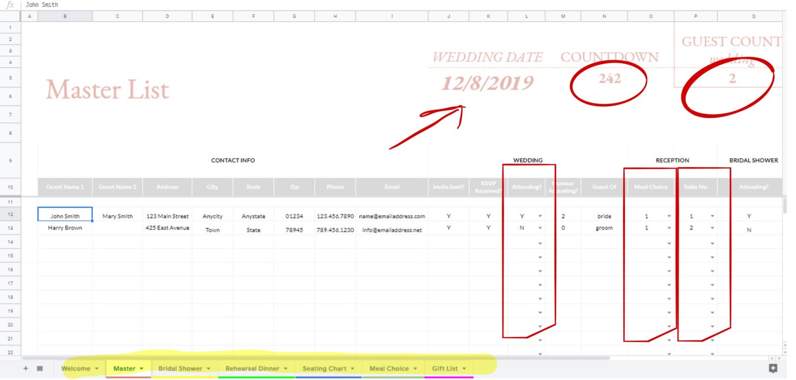 FREE wedding invitation tracker