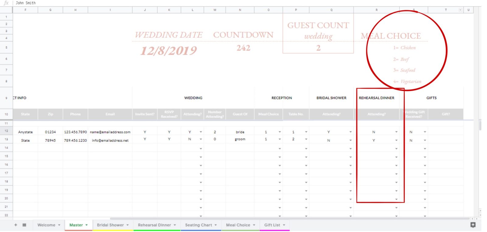 FREE wedding invitation tracker