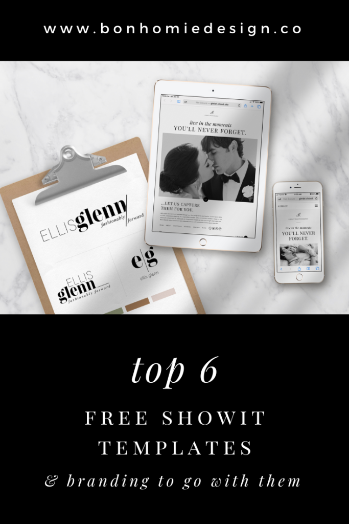 my top 6 free showit templates + coordinating branding
