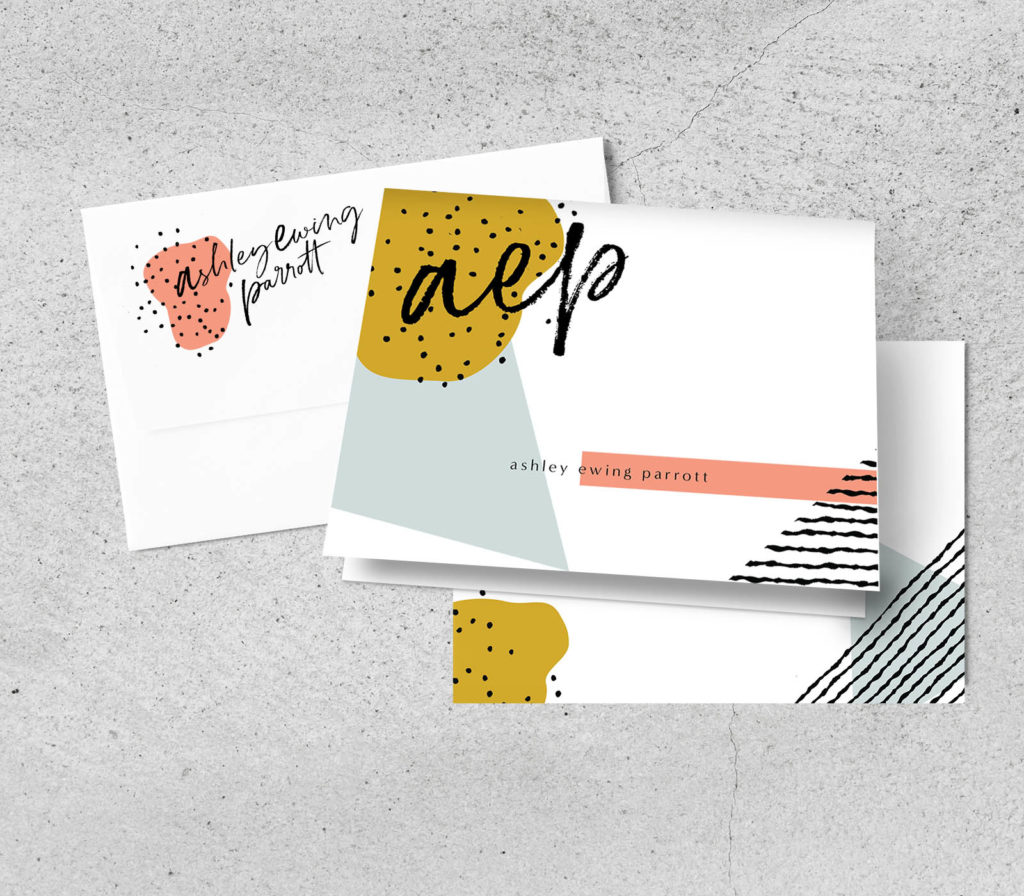 custom abstract notecard and branded envelopes by bonhomieDESIGN